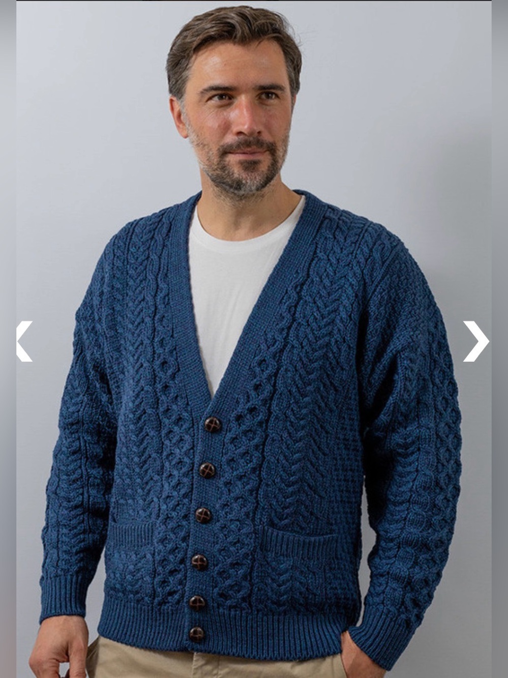 Aran Market Sweater 100% wool men’s size xs gray/blue